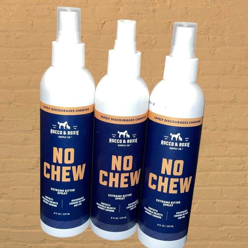 Rocco & Roxie No Chew Extreme Bitter Spray Dogs Stop Chewing 8 oz Lot of 3 NEW